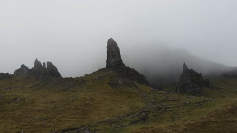 Panoramic-view-of-the-famous-landmark-"The-Old-Man-of-Storr,"-which-is-a-popular-destination-for-hikers-and-photographers