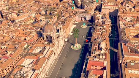 Piazza-Navona-Google-Earth-Point-Of-Interest-Animationsmedien,-Karten-Von-Rom,-Italien,-Reisezielgrafiken