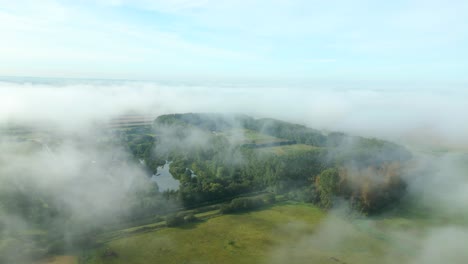 Fine-Clouds-Over-Countryside-Nature-During-Misty-Morning