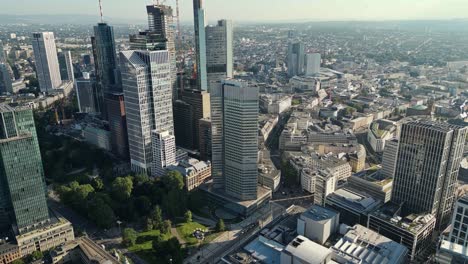 Frankfurt-has-eighteen-skyscrapers-Europaturm-being-the-tallest,-aerial