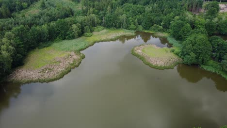 Drone-shot-of-a-pond-in-a-bird-sanctuary