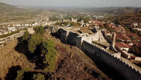 Drone-view-of-Berat-Castle,-Albania,-Balkans,-Europe