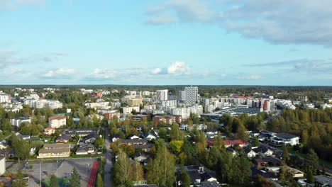 Horizontal-flyover-in-Järvenpää,-Finland-with-low-building-index,-low-overcrowding,-sustainable-and-environmentally-friendly-growth