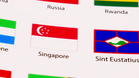 Close-up-and-zooming-out-of-a-picture-of-the-different-flags-of-countries-around-the-world
