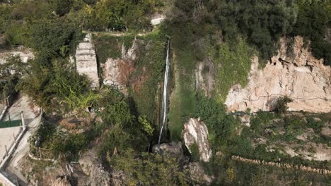 Las-Chorreras-waterfall-in-majestic-landscape-of-Spain,-aerial-view