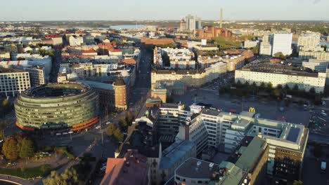 Aerial-view:-Old-and-new-building-architecture-in-Helsinki,-Finland