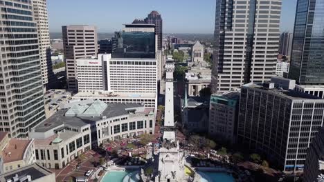 Aerial-establishing-shot-of-the-Soldiers-and-Sailors-Fountain-monument