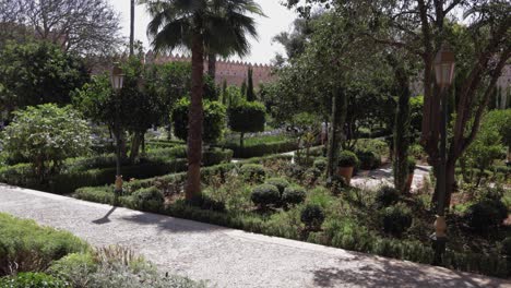 Kasbah-garden-in-Rabat,-Morocco,-on-a-sunny-summer-day