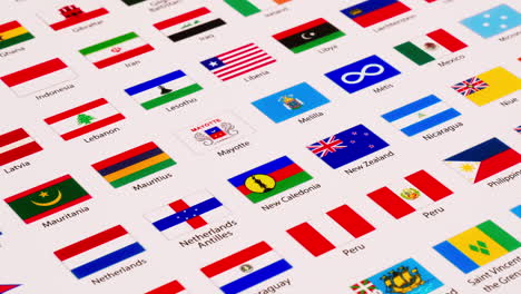 Ein-Bild-Verschiedener-Flaggen-Von-Ländern,-Territorien,-Fürstentümern,-Stämmen-Und-Organisationen-Aus-Verschiedenen-Teilen-Der-Welt