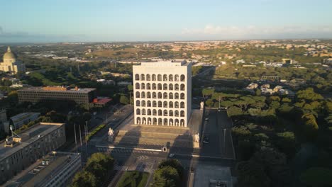 Aerial-Hyperlapse-Above-Palace-of-Italian-Civilization