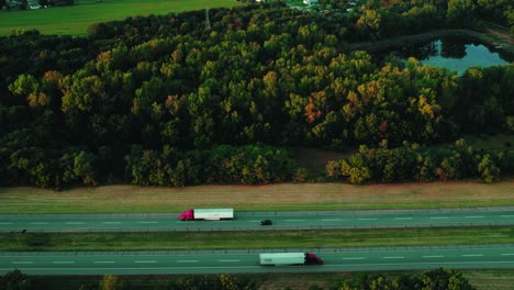 tracking-a-red-semi-truck-on-highway-I-80-on-Indiana-Toll-road