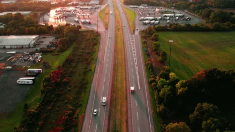 Aerial-Semi-Trucks-truck-drivers-near-George-N-Craig-Travel-Plaza-and-Henry-Schricker-Truck-stop-in-Elkhart-Indiana