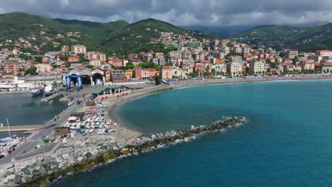 Beautiful-charming-Varazze-town-and-harbour-in-Liguria-region,-Italy