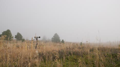 Camera-and-tripod-filming-nature-with-no-people-in-frame-in-Rocky-Mountains,-Colorado