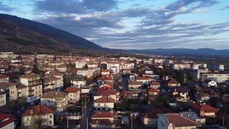 Beautiful-establishing-drone-shot-footage---flying-over-the-town-of-Sopot,-Bulgaria