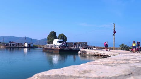 Raft-Transportation-on-Waterway-Channel-of-Butrint-lake-–-A-Unique-and-Scenic-Journey-Crossing-Adventure-in-Albania