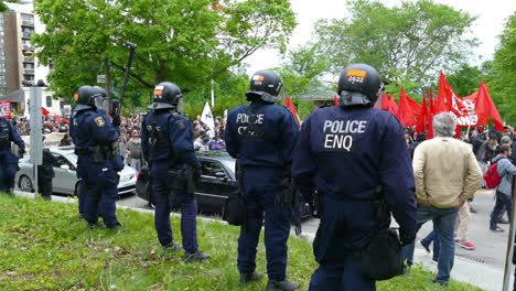 Riot-Police-Officers-Deployed-At-G7-Summit-In-Quebec,-Canada
