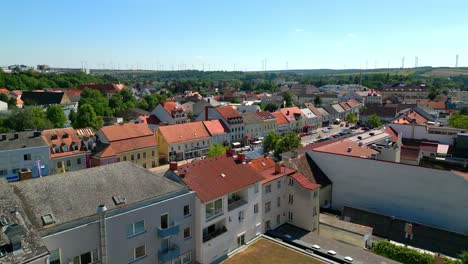 Neighborhood-Of-Mistelbach-In-Austria---aerial-drone-shot