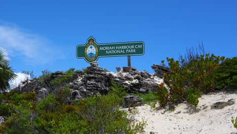 This-is-a-static-shot-of-the-sign-for-the-Moriah-Harbour-Cay-National-Park-sign