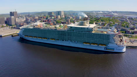 Aerial-view-of-the-Oasis-of-the-Seas-and-the-Saint-John-cityscape