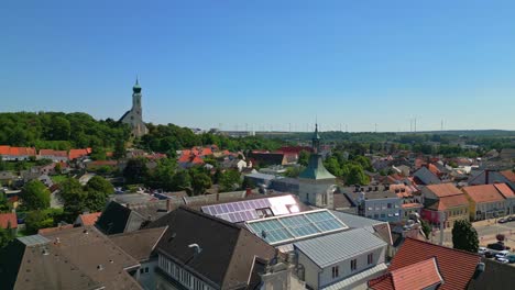 Mistelbach-Town-During-Summer-In-Austria---aerial-shot