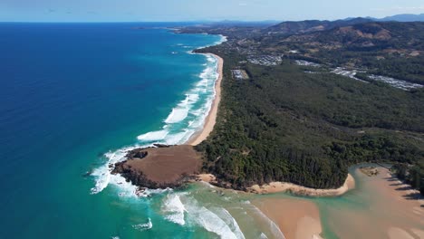 Aerial-View-Of-Green-Bluff-Headland-At-Daytime-In-New-South-Wales,-Australia---drone-shot
