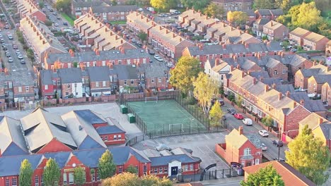 Aerial-View-of-Manchester-City,-England,-Europe_tilt-up-shot