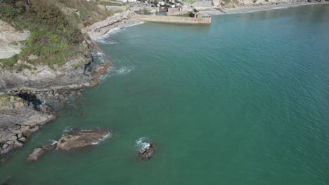 Clip-Aéreo-De-Charlestown,-Histórica-Ciudad-Costera-De-Cornwall,-Inglaterra