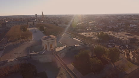 Global-drone-view-of-the-Promenade-du-Peyrou-Montpellier-morning-winter.