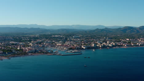 Frejus-old-harbor-sunny-day-aerial-shot-french-riviera-France
