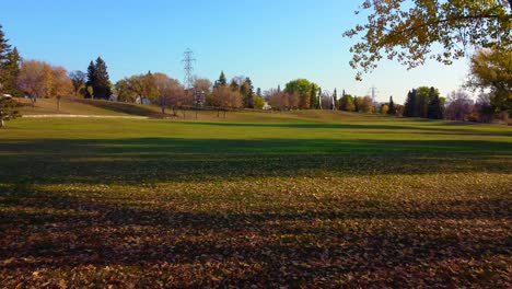 beautiful-aerial-drone-view-of-Victoria-Park-and-Saskatchewan-river-in-Saskatoon,-Canada