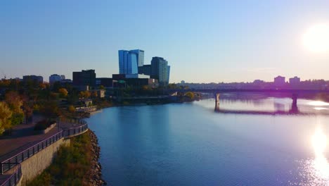 beautiful-aerial-drone-view-of-Victoria-Park-in-Saskatoon,-Canada