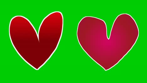 Handgezeichnete-Liebesherzen,-Zeichen,-Symbol,-Animation,-Bewegungsgrafiken-Auf-Grünem-Hintergrund-Für-Valentinstag-Konzept,-Geeignet-Für-Vertikale-Videos-In-Sozialen-Medien