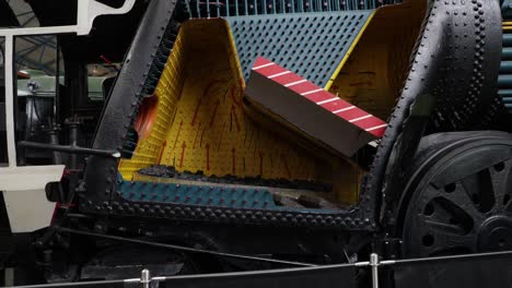 panning-shot-of-a-open-locomotive-showing-the-interior-at-The-National-Railway-Museum-In-York