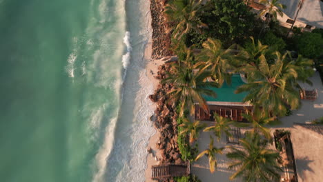 Seaside-tropical-resort-from-a-bird's-eye-view-in-Zanzibar