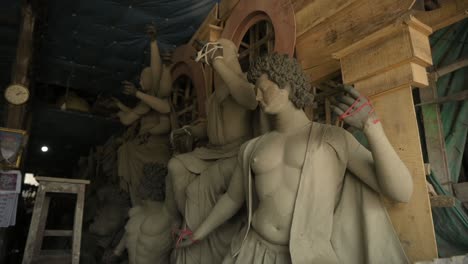 Unfinished-clay-sculptures-of-Hindu-Gods-and-Goddesses-kept-in-workshop