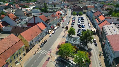 Aerial-Drone-View-Of-Mistelbach-Town-In-The-Northeast-Of-Austria-In-Lower-Austria