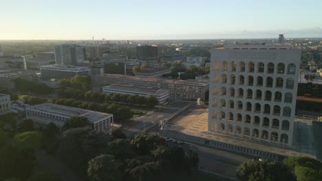 Drones-Flies-Past-Palace-of-Italian-Civilization-in-Rome's-EUR-District