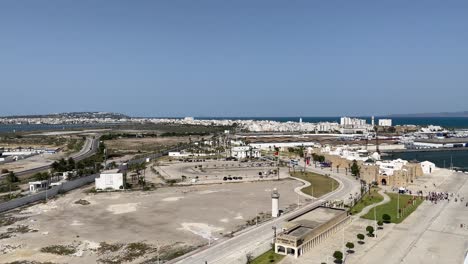 Landscape-skyline-view-of-La-Goulette-Cruise-Port-in-Tunisia,-North-Africa