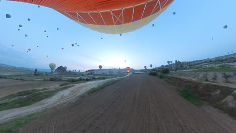 Ballonfahrt-über-Kappadokien,-Türkei,-Heißluftballonfahrt