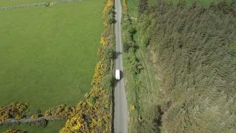 Courier-delivery-van-commuting-at-Wicklow-mountains-Ireland-aerial