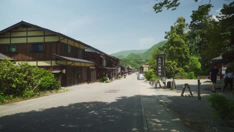 Street-View-In-Shirakawago-with-Forest-Hillside-Landscape-In-Background