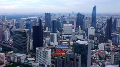 Aerial-View-Of-Downtown-Bangkok-Skyline-In-Thailand