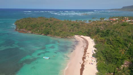 Natural-beauty-of-La-Playita-beach-at-Las-Galeras-in-Samana-peninsula,-Dominican-Republic