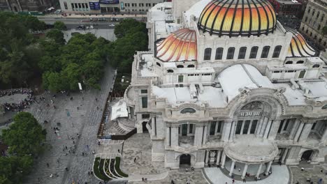 Una-Vista-Desde-Un-Dron-Del-Palacio-De-Bellas-Artes,-Ciudad-De-México