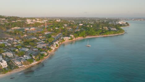 Drone-shot-of-beachside-luxury-villas-in-Prospect,-Barbados