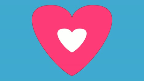 Animación-De-Latidos-Del-Corazón,-Gráficos-En-Movimiento,-Día-De-San-Valentín-O-Concepto-Del-Día-Del-Corazón-Sobre-Fondo-Azul.