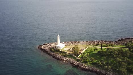 Drone-view-of-the-lighthouse-of-Gythio,-Greece