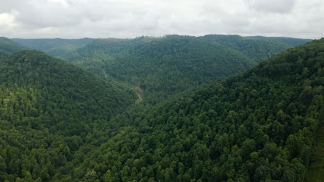 West-Virginia-Mountains-in-Appalachian-Mountain-Range-Tracking-Forward-Aerial-View