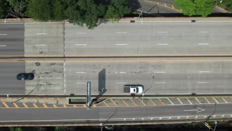 Smooth-long-drone-clip-of-highway-traffic-in-NYC